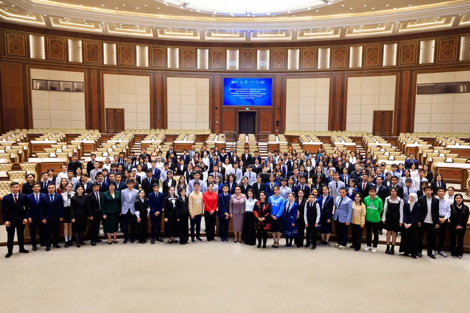 Young people at the Senate of Uzbekistan, where we presented our youth statements.