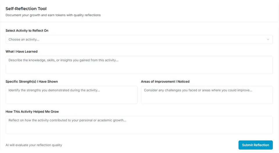 The reflection tool. The AI evaluates each reflection.