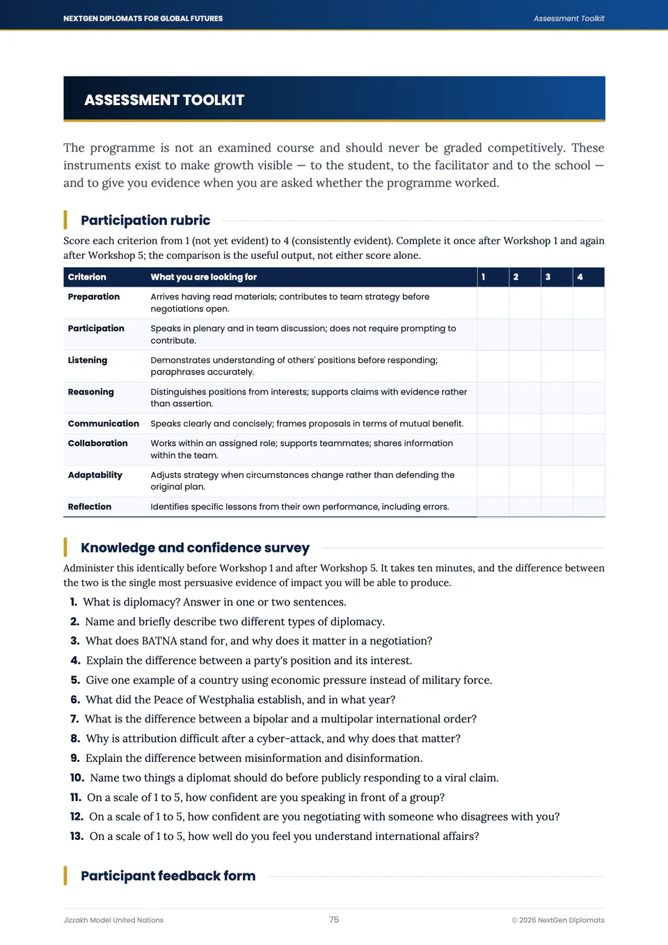 The assessment toolkit: an eight-criterion participation rubric.