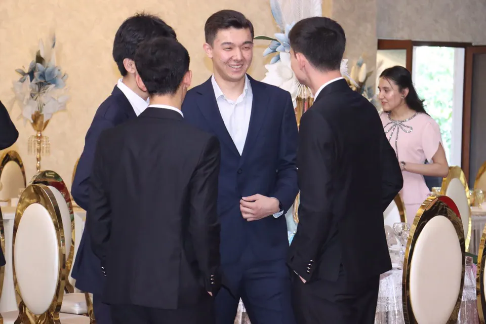 Laughing with my friends.