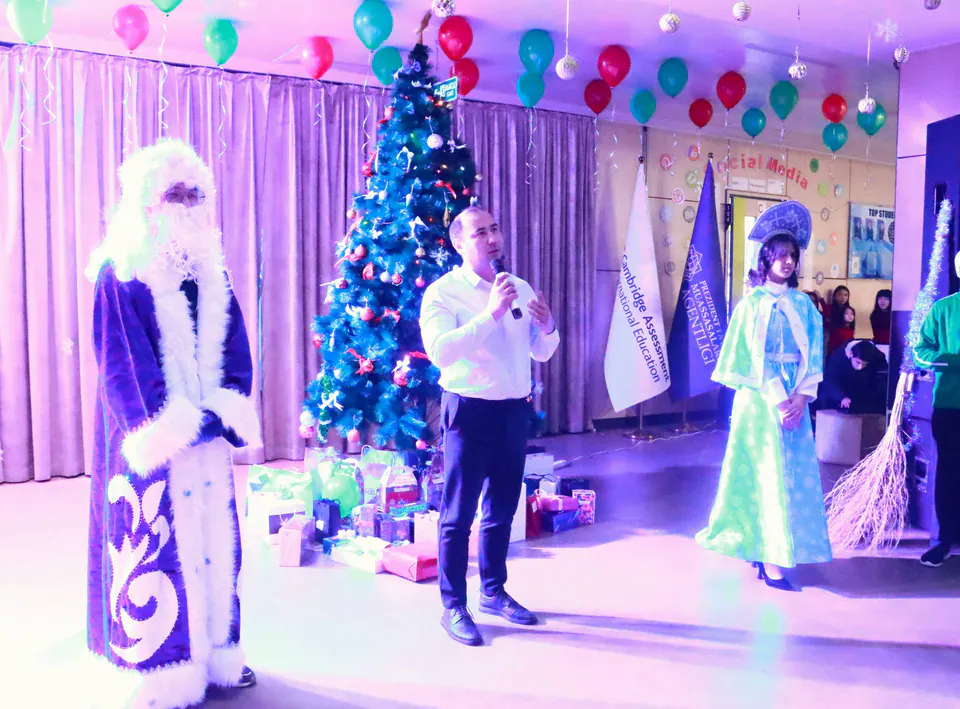 Playing Santa at our New Year celebration.
